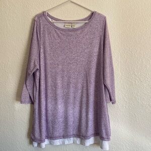 Zenergy by Chico’s Striped Layered 3/4 Sleeve Top